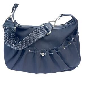 Givenchy Black Nylon Shoulder Bag - Braided Shoulder Strap - Silver Hardware